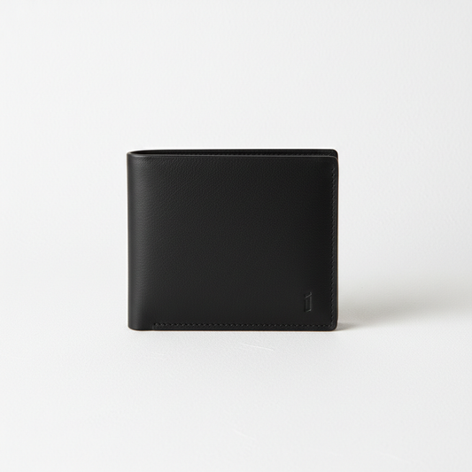 Slim Leather Bifold Wallet in Black