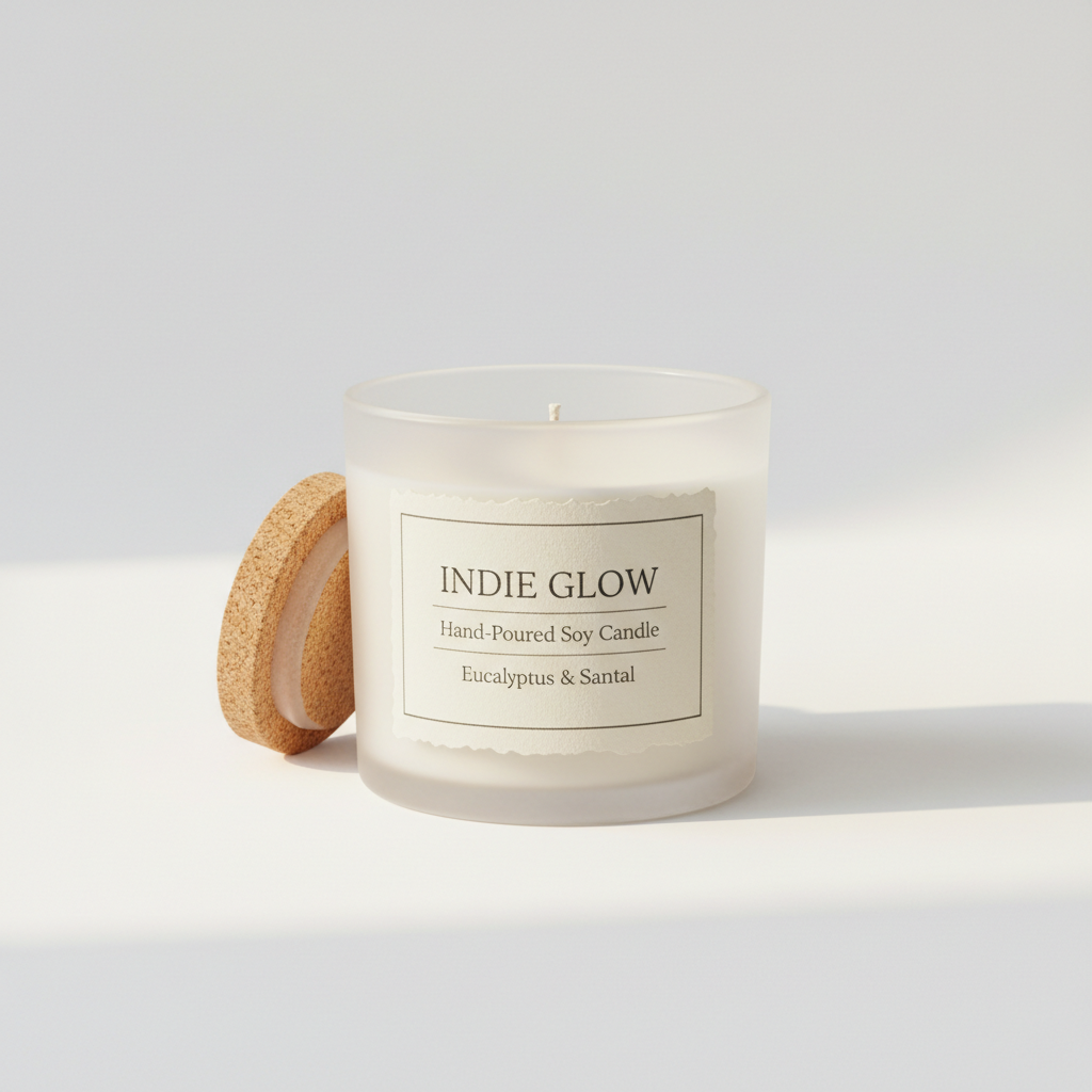 Artisan Scented Candle in Frosted Glass Jar